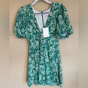 HEYCHIC Australia Elegant Floral Midi Dress Bubble Sleeve Twist Front NWT